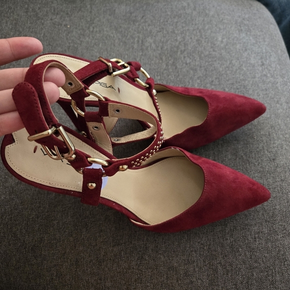 Via Spiga Strappy Heels Maroon Size 8.5 - Picture 4 of 7